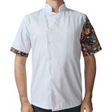 Aşçı Ceketi Desenli Unisex Çıtçıtlı Kısa Kollu Yazlık Chef Aşçı Mutfak Ceket Mandala Desenli - 2XL - Beyaz
