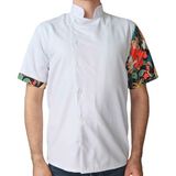Aşçı Ceketi Desenli Unisex Çıtçıtlı Kısa Kollu Yazlık Chef Aşçı Mutfak Ceket Tablo Desenli - XL - Beyaz