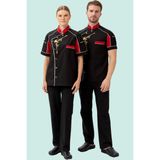 Aşçı Ceketi Kisa Kollu Siyahkırmızı 75 Polyester Evereste Şef Nefes Alabilir Hafif Şık Tasarım - Siyah - Kırmızı - Beyaz - XL