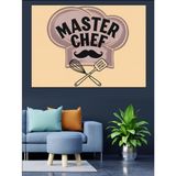 Aşçı Şapkası İllüstrasyonu "Master Chef" Dekoratif Kanvas - Mdf Ahşap Tablo