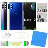 ASDAWN Galaxy Note 10 Yedek Arka Cam Panel Kılıf Kurulum Kılavuzu + Önceden Takılmış Kamera Lensi + Tüm Yapıştırıcı + Onarım Aracı Kiti Samsung Galaxy Note 10 SM-N970 Tüm Taşıyıcılar için (Aura Mavisi)