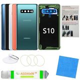 ASDAWN Galaxy S10 Arka Arka Cam Kapağı Önceden Takılmış Kamera Lensi ile Değiştirme + Tüm Yapıştırıcılar + Kurulum Kılavuzu + Samsung Galaxy S10 SM-G973 Tüm Taşıyıcılar için Onarım Araç Seti (Prizma Yeşili)