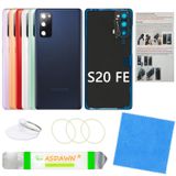 ASDAWN Galaxy S20 FE Arka Kapak Cam Değiştirme Önceden Takılmış Kamera Lensi + Tüm Yapıştırıcı + Samsung Galaxy S20 FE 5G SM-G780 SM-G781 Tüm Taşıyıcılar için Onarım Araçları (Lacivert) Siyah)