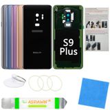 ASDAWN Galaxy S9+ Arka Kapak Cam Değiştirme Önceden Takılmış Kamera Lensi + Tüm Yapıştırıcılar + Kurulum Kılavuzu + Samsung Galaxy S9 Plus SM-G965 Tüm Taşıyıcılar için Onarım Araç Seti (Gece Karanlığı Siyah)