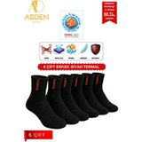 Asden 6 Çift Termal Erkek Çorap | Ekstra Kalın Havlu Premium Pamuklu | Burun Dikişsiz Kısa Konç (Siyah)