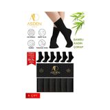 Asden Bambu Kadın Soket Çorap Beyaz Premium 6'lı Kutu, Burun Dikişsiz, Soft Yıkamalı Siyah 6 Çift