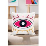 Asdiva Bohem 45X45 Özel Tasarım Punch Panç Süzene Desen Dekoratif Kırlent Kılıfı Modern Beyaz 20