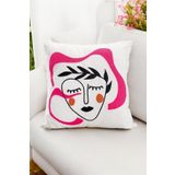 Asdiva Bohem 45X45 Özel Tasarım Punch Panç Süzene Desen Dekoratif Kırlent Kılıfı Modern Beyaz 50