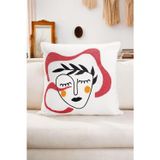Asdiva Bohem 45X45 Özel Tasarım Punch Panç Süzene Desen Dekoratif Kırlent Kılıfı Modern Beyaz 52