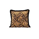 Asdiva Lüks Kadife 43X43 Cm Kırlent Kılıfı Dekoratif Yumuşak Salon Avangart Saçaklı Sarı Siyah Sarı Çiçek