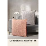 ASDİVA Modern Desenli Dekoratif Kırlent Kılıfı 43x43 cm Gizli Fermuarlı Koltuk Yastık Kılıfı Kiremit-Gri