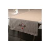 Asdiva Nakışlı, Yılbaşı Konsepti Keten Kumaş Yıldız Desen 45X140 Dekoratif Runner