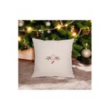 Asdiva Nakışlı, Yılbaşı Konsepti Keten Kumaş Yıldız Desen 45X45 Dekoratif Kırlent Kılıfı Krem