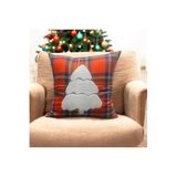 Asdiva Outlet Yılbaşı Kırlent Kılıfı Kırmızı Ekose Kumaş Beyaz Punch Yılbaşı Ağacı Desenli Süzene 43X43
