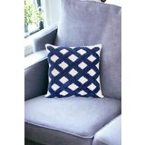Asdiva Punch Tasarımlı Bohem Desenli Dekoratif Kırlent Kılıfı 45X45 Cm Etnik Otantik Panç Lacivert Cordon