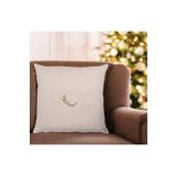 Asdiva Yılbaşı Kırlent Kılıfı Bej Zemin Nakışlı Minimal Joy Yazılı Yeni Yıl 43X43