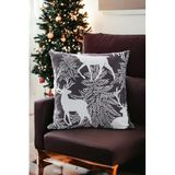 Asdiva Yılbaşı Kırlent Kılıfı Siyah Beyaz Geyik Desenli Yeni Yıl Yılbaşı Ağacı Noel Çam Ağacı 43X43