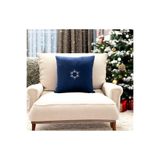 Asdiva Yılbaşı Nakışlı Kırlent Kılıfı Mavi Yeni Yıl Kar Tanesi Temalı 43X43