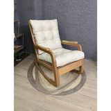 Asedia Kontes Naturel Krem Dolgu Minderli Puflu Sallanan Sandalye Dinlenme Koltuğu