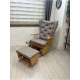 Asedia Mama Puflu Naturel Kahve Minderli Sallanan Sandalye Emzirme Koltuğu