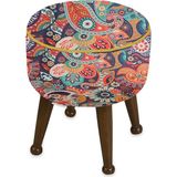 Asedia Miskin Ceviz Retro Puf Ayak Ucu Puf Makyaj Koltuğu Puf Bench Ayak Dayama Ahşap Ayak Puf - 40*40 - Renkli