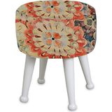Asedia Miskin Lake Çiçekli Puf Ayak Ucu Puf Makyaj Koltuğu Puf Bench Ayak Dayama Ahşap Ayak Puf - 40 x 40 cm
