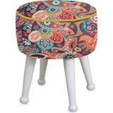 Asedia Miskin Lake Retro Puf Ayak Ucu Puf Makyaj Koltuğu Puf Bench Ayak Dayama Ahşap Ayak Puf - 40 x 40 cm - Renkli