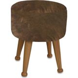 Asedia Miskin Naturel Kahve Puf Ayak Ucu Puf Makyaj Koltuğu Puf Bench Ayak Dayama Ahşap Ayak Puf - 40 x 40 cm - Kahverengi