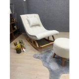 Asedia Miskin Naturel Krem Ahşap Sallanan Sandalye Dinlenme Emzirme Baba Tv Okuma