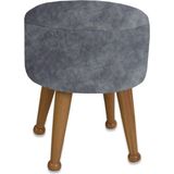 Asedia Miskin Naturel Kül Gri Puf Ayak Ucu Puf Makyaj Koltuğu Puf Bench Ayak Dayama Ahşap Ayak Puf - 40 x 40 cm - Açık Gri