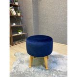 Asedia Miskin Naturel Lacivert Puf Ayak Ucu Puf Makyaj Koltuğu Puf Bench Ayak Dayama Ahşap Ayak Puf - 40 x 40 cm