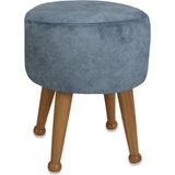 Asedia Miskin Naturel Mavi Puf Ayak Ucu Puf Makyaj Koltuğu Puf Bench Ayak Dayama Ahşap Ayak Puf - 40 x 40 cm