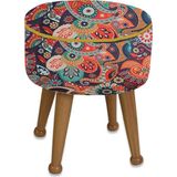 Asedia Miskin Naturel Retro Puf Ayak Ucu Puf Makyaj Koltuğu Puf Bench Ayak Dayama Ahşap Ayak Puf - 40 x 40 cm - Renkli