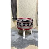 Asedia Mobilya Asedia Miskin Lake Kilim Desen Yuvarlak Puf Ayakucu Tabure Çok Renkli