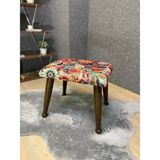 Asedia Trend Ceviz Retro Puf Ayak Ucu Pufu Makyaj Koltuğu Puf Bench Ayak Dayama Ahşap Ayak Puf - Renkli