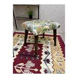Asedia Trend Ceviz Yesil Retro Ahsap Ayak Uzatma Pufu Makyaj Koltugu Bench Tabure