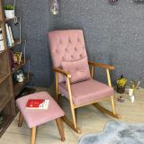 Asedia Trend Naturel Puflu Sallanan Sandalye, Pembe Kapitoneli