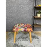Asedia Trend Naturel Retro Puf Ayak Ucu Pufu Makyaj Koltuğu Puf Bench Ayak Dayama Ahşap Ayak Puf - Renkli