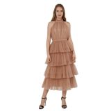 Asees Kadın Abiye Ve Mezuniyet Elbise Boyundan Bağlamalı Katlı Tül Abiye Elbise (Tarçın, 40)
