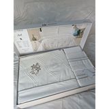 Asel 9 Parça Gelin Seti Çift Kişilik Nevresim Takımı %100 Pamuk Krem - Bej - 200 x 220 cm