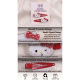 Asel Aksesuar 2'li Set Sevimli Kedi Figürlü Simli Fiyonk Detaylı Çıtçıtlı Kız Çocuk Toka asel g44