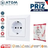 Asel Atom Topraklı Priz - Beyaz