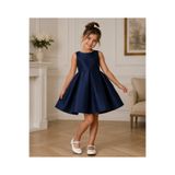 Asel Kids SADE VE ŞIK KIZ ÇOCUK ELBİSE SATEN ASTARLI ARKASI FİYONKLU