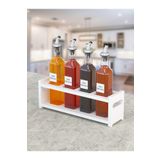 ASEL KİTCHEN MDF MODERN 4 BÖLMELİ YAĞDANLIK STANDI VE 4 ADET 500 ML KARE CAM YAĞDANLIK, SİRKELİK, SOSLUK