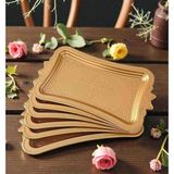Asel Plast 6 Adet Altın Kelebek Desenli Kahve Sunum Tepsisi Gold Plastik 18 x 30 cm