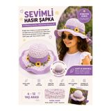 Aselaksesuarr Sevimli Çiçek Desenli Kız Çocuk Hasır Şapka