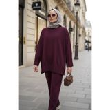 Aselim Hijap Moda Alisa Pileli Premium Modal Kumaş Tesettür İkili Takım – Bordo