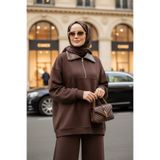 Aselim Hijap Moda Oslo Comfort Set – Selanik Kumaş İkili Tesettür Takım Acıkahve