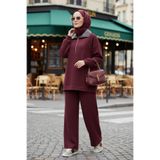 Aselim Hijap Moda Oslo Comfort Set – Selanik Kumaş İkili Tesettür Takım Bordo