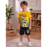 Aselin Kids Erkek Çocuk Oyuncak Hikayesi Baskılı Şortlu Yazlık Takım Alt Üst Takım - 9 – 10 Yaş - Sarı